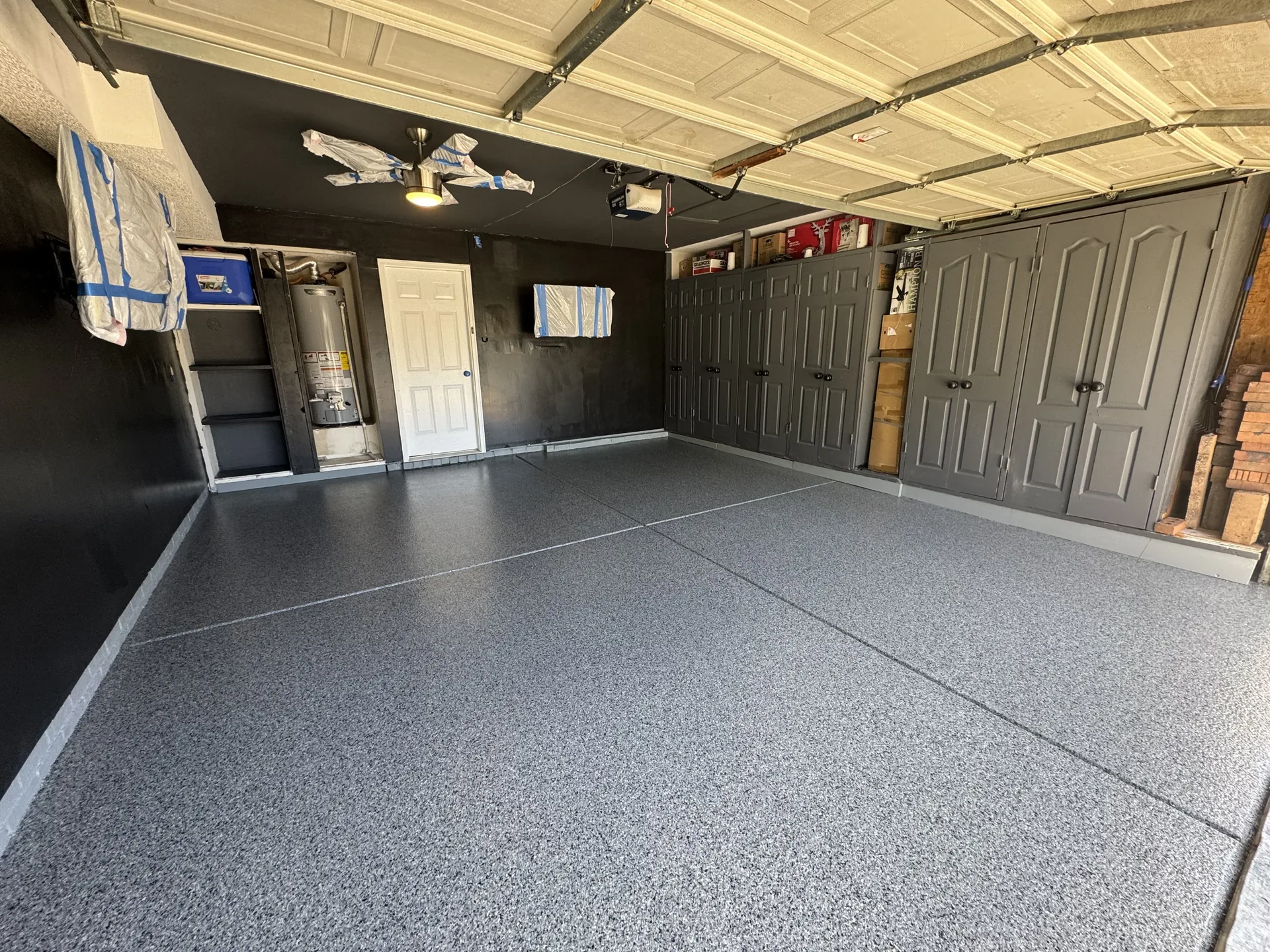 Finished flake garage floor coating in Charlotte